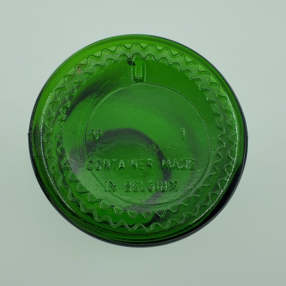Large Emerald Green Apothecary Jar Bubble Lid Glass Canister Made in Belgium - Picture 6 of 7
